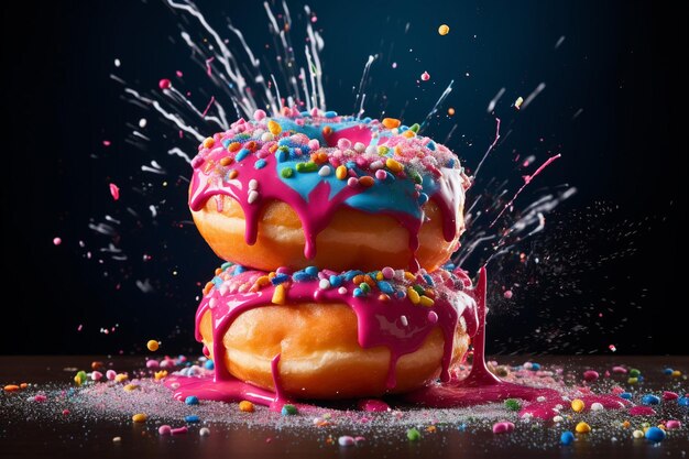 Donut doce gelo açúcar comida sobremesa lanche colorido