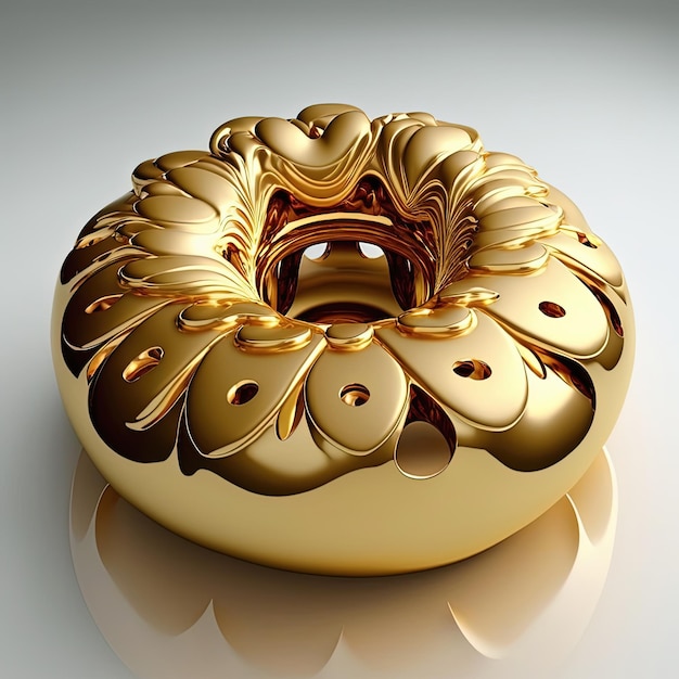 Donut dourado perfeito com esmalte no fundo branco AI