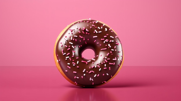 Donut dulce en 3D con icono de renderización realista Donuts de pastel