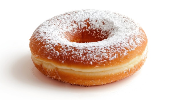 Donut em pó em vista frontal Isolamento em fundo branco isolado