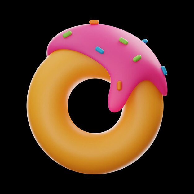 Donut Essen und Trinken Symbol 3D-Rendering auf isoliertem Hintergrund