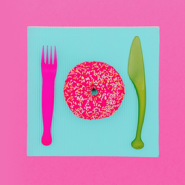 Donut-Fastfood. Nette Modekunst Kreatives Design