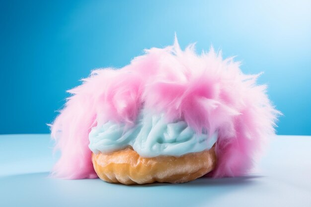 Donut con glaseado de algodón de azúcar