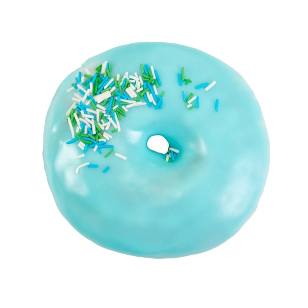 Donut con glaseado azul y chispitas de colores