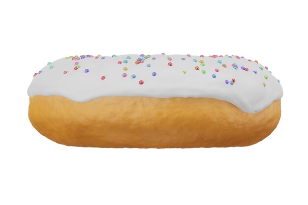 Un donut con glaseado blanco y chispas