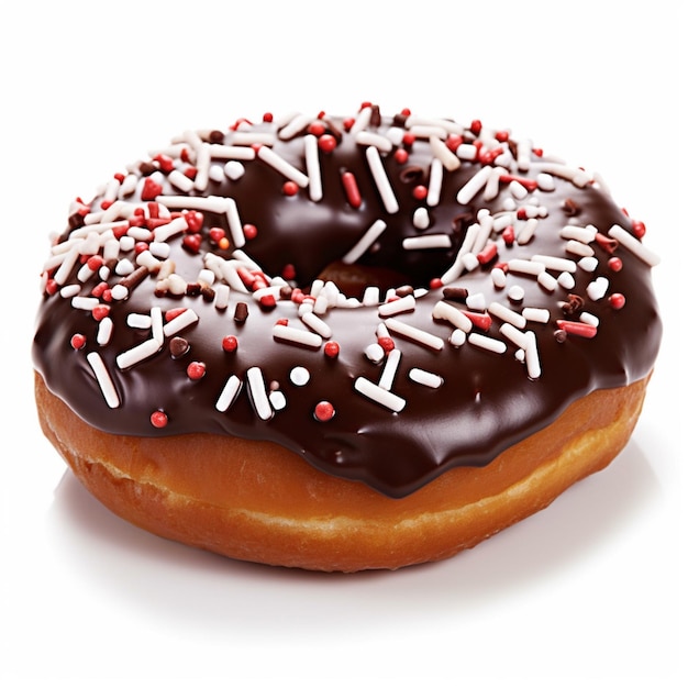 Un donut glaseado de chocolate con chispas