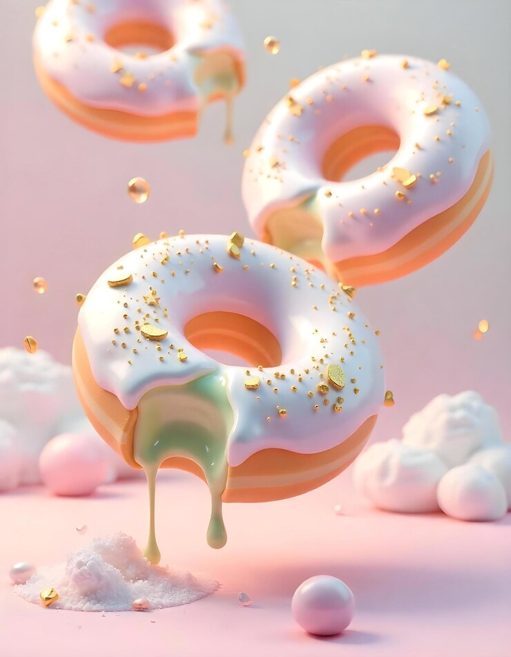 Donut en glaseado de chocolate sobre un fondo rosa