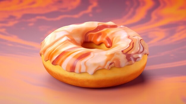 Foto un donut glaseado con glaseado y remolinos de naranja en to