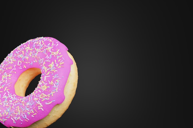 Donut con glaseado rosa y chispitas de colores. Realista 3d rindió la ilustración.