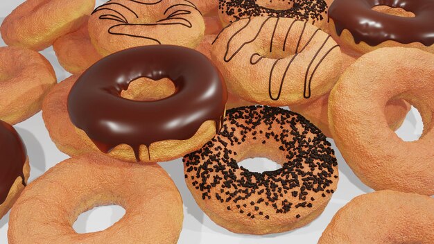 Donut-Hintergrund 3D-Rendering