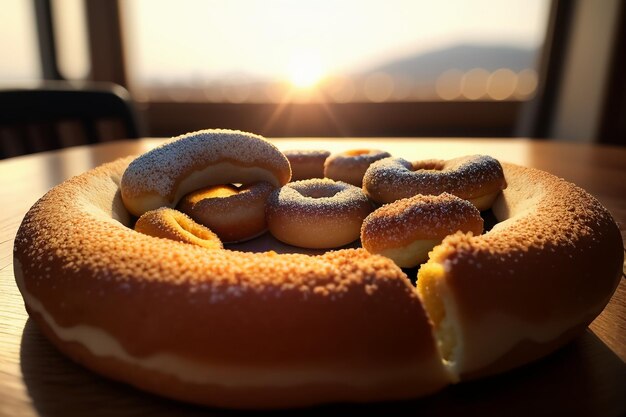 Donut köstliches Gourmet-Essen Snack Tapete Hintergrund Illustration Lieblingsessen