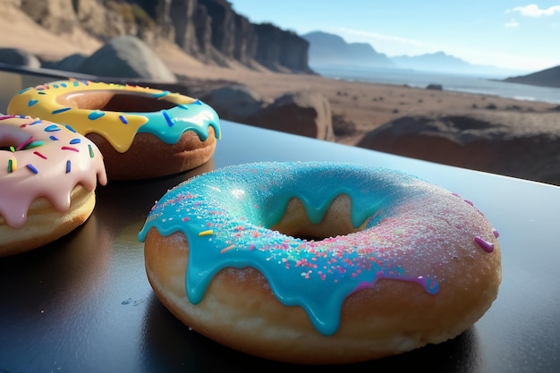 Foto donut köstliches gourmet-essen snack tapete hintergrund illustration lieblingsessen