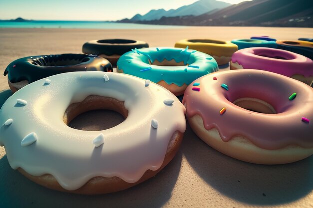 Donut köstliches Gourmet-Essen Snack Tapete Hintergrund Illustration Lieblingsessen