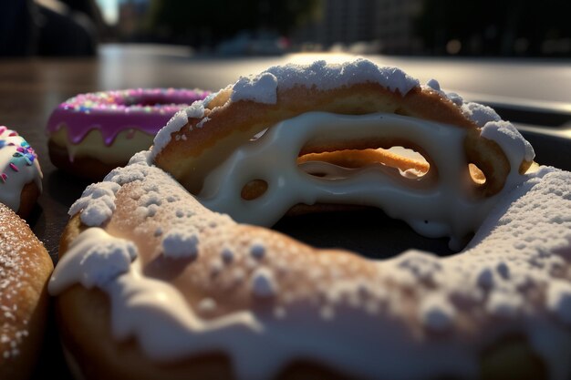 Foto donut köstliches gourmet-essen snack tapete hintergrund illustration lieblingsessen