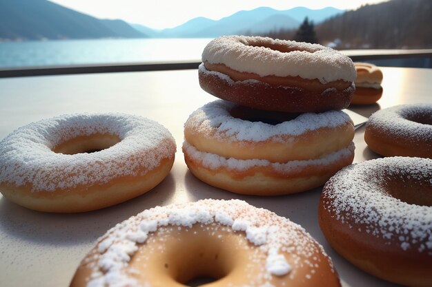 Donut köstliches Gourmet-Essen Snack Tapete Hintergrund Illustration Lieblingsessen