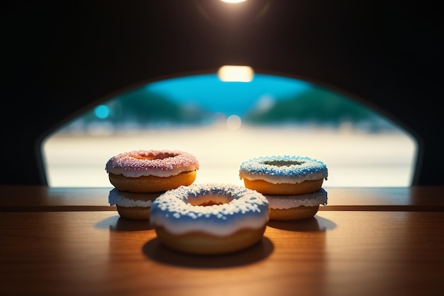Donut köstliches Gourmet-Essen Snack Tapete Hintergrund Illustration Lieblingsessen