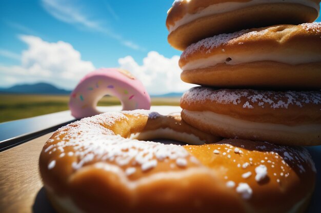 Donut köstliches Gourmet-Essen Snack Tapete Hintergrund Illustration Lieblingsessen