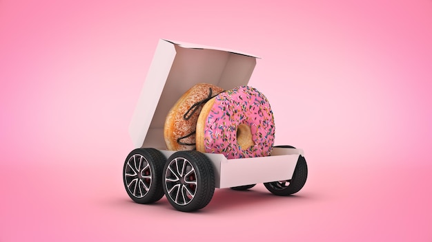 Donut-Lieferung Konzeptlieferung 3D-Rendering