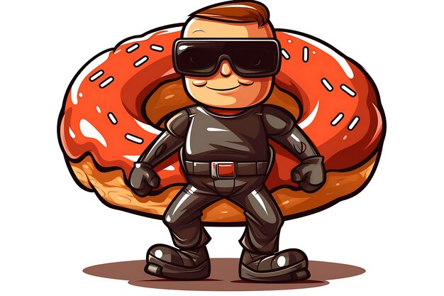 Donut-Maskottchen mit Sonnenbrille und Schuhen