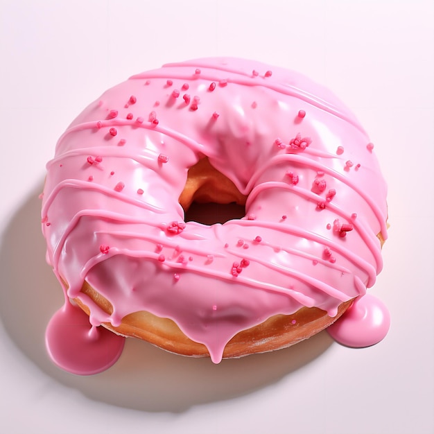 Donut mit rosa Glasur auf weißem, isoliertem Hintergrund