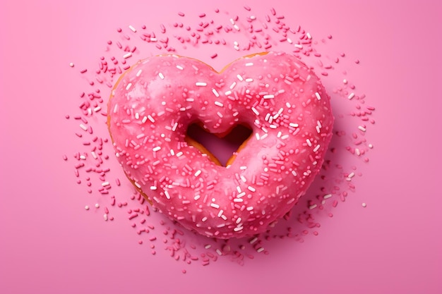 Donut mit Sprinkle in Form eines Herzens Valentinstag