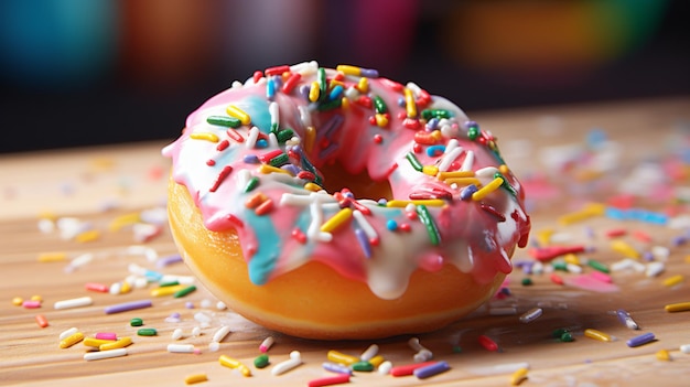 Foto donut multicolor apetitoso