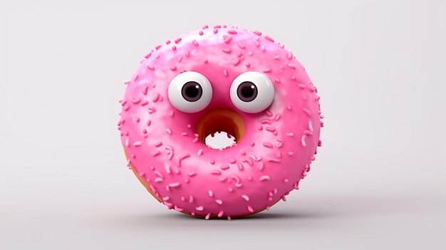 Donut rosado gracioso con ojos generativo ai