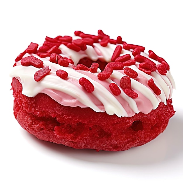 donut de terciopelo rojo aislado en fondo blanco