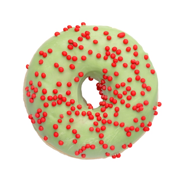 Donut verde con confites aislados