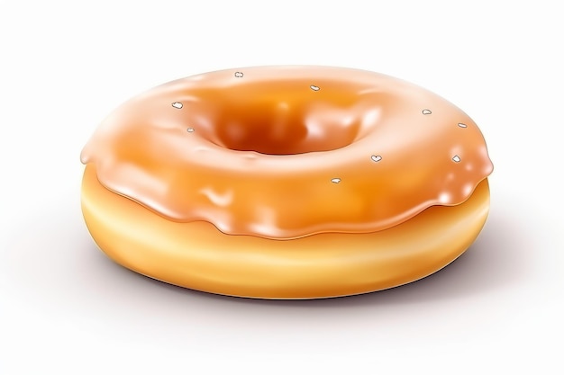 Donut vitrificado em estilo cartoon sobre fundo branco gerado por IA