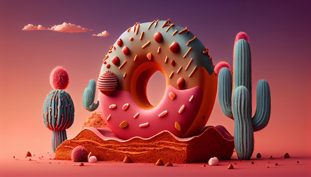 Donuts 3D-Stil Donuts Zusammensetzung lebendige Farben und Formen Abstrakte isolierte Hintergrundszene