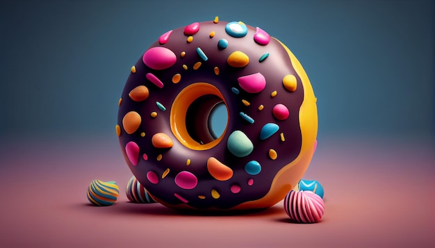 Donuts 3D-Stil Donuts Zusammensetzung lebendige Farben und Formen Abstrakte isolierte Hintergrundszene