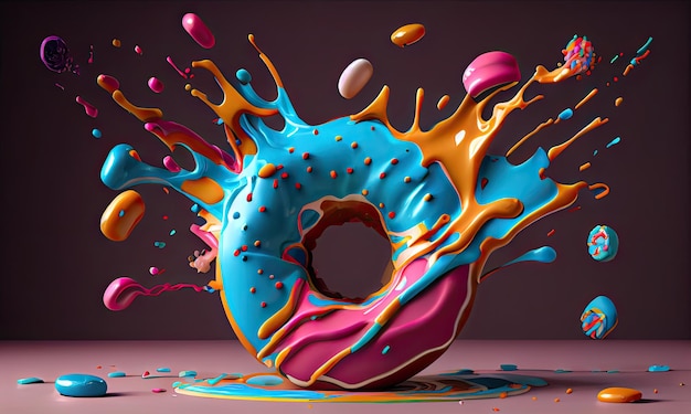 Donuts-Bewegungsfarbe, volle generative KI