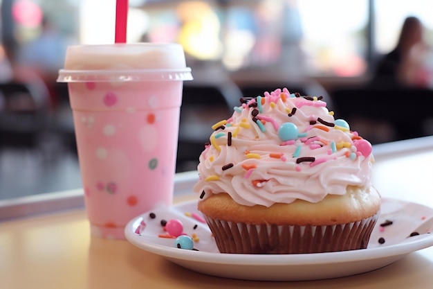 Donuts café con batido de leche y pastel