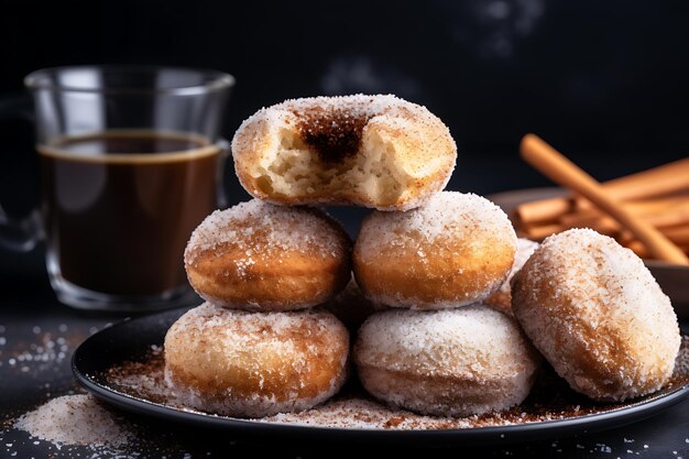 Donuts con café negro