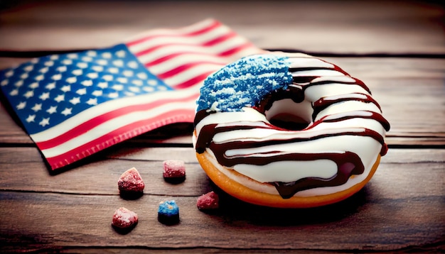 Donuts con los colores de la bandera americana IA generativa