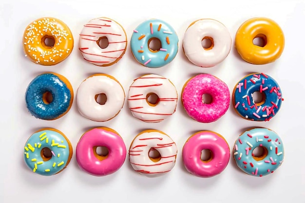 Donuts coloridos em um fundo branco