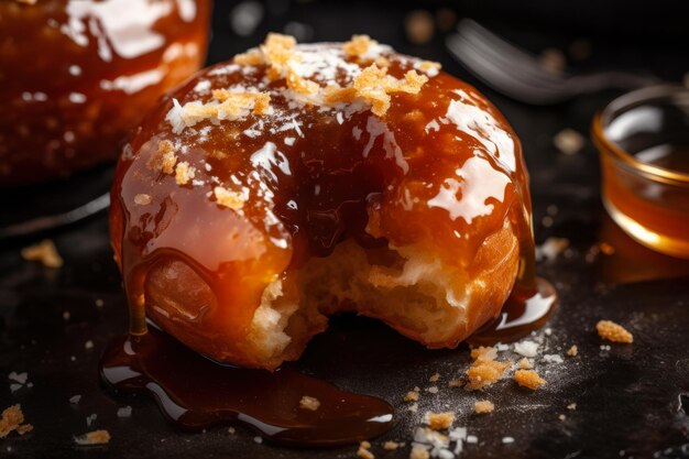 Donuts com ai generativo de caramelo marrom