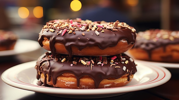 Foto donuts com creme de chocolate