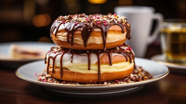 Foto donuts com creme de chocolate