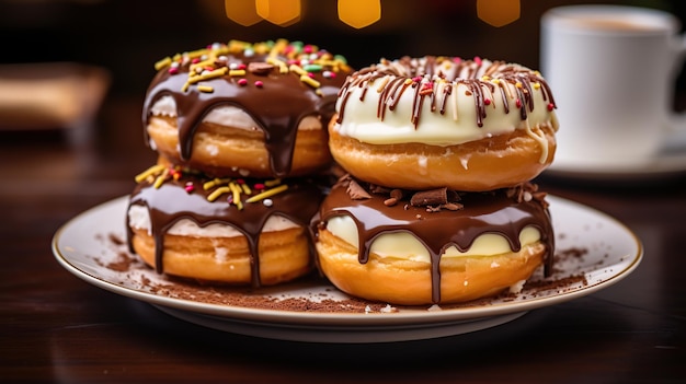 Foto donuts com creme de chocolate