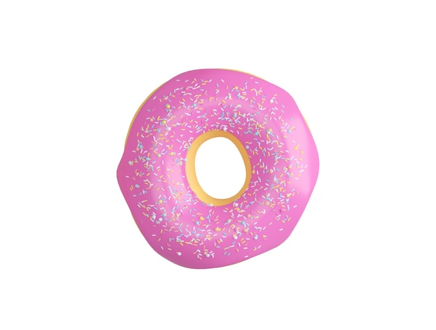 Donuts com granulado voando sobre a renderização 3D de fundo