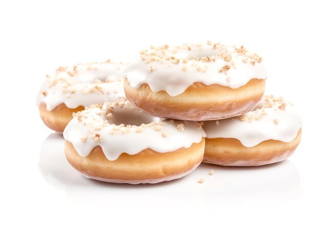 Donuts de chocolate branco isolados em fundo branco