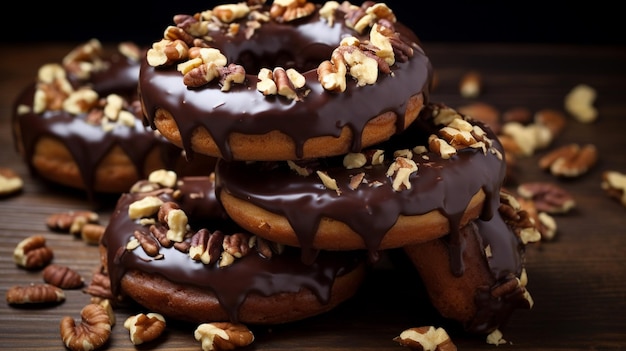 donuts de chocolate com nozes