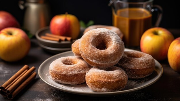 Donuts de maçã no outono