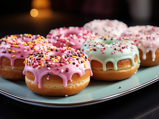 Donuts deliciosos com bagas de caramelo IA generativa