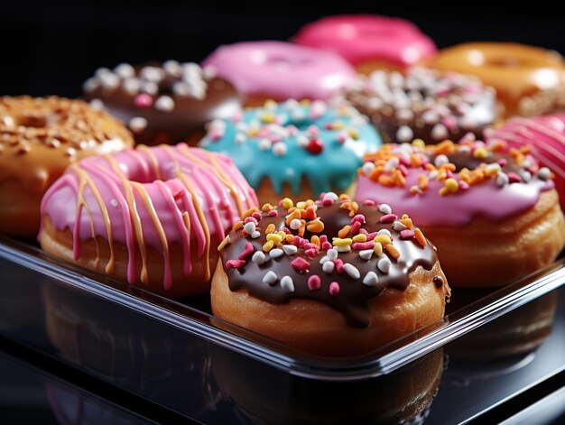 Donuts deliciosos com bagas de caramelo IA generativa