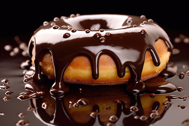 Donuts deliciosos com cobertura de chocolate Generative AI