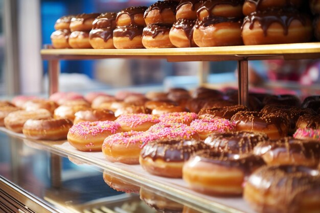 Foto donuts, die auf einem gastronomiefestival oder einer messe ausgestellt werden