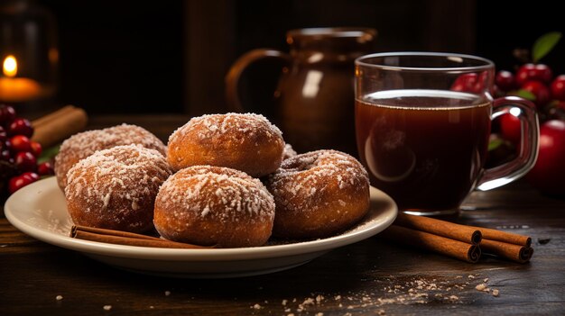 donuts doces com açúcar e café